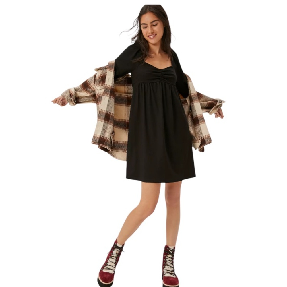 Anthropology Maeve Raelynn Sweetheart Black Mini Dress Size Large - Picture 3 of 12